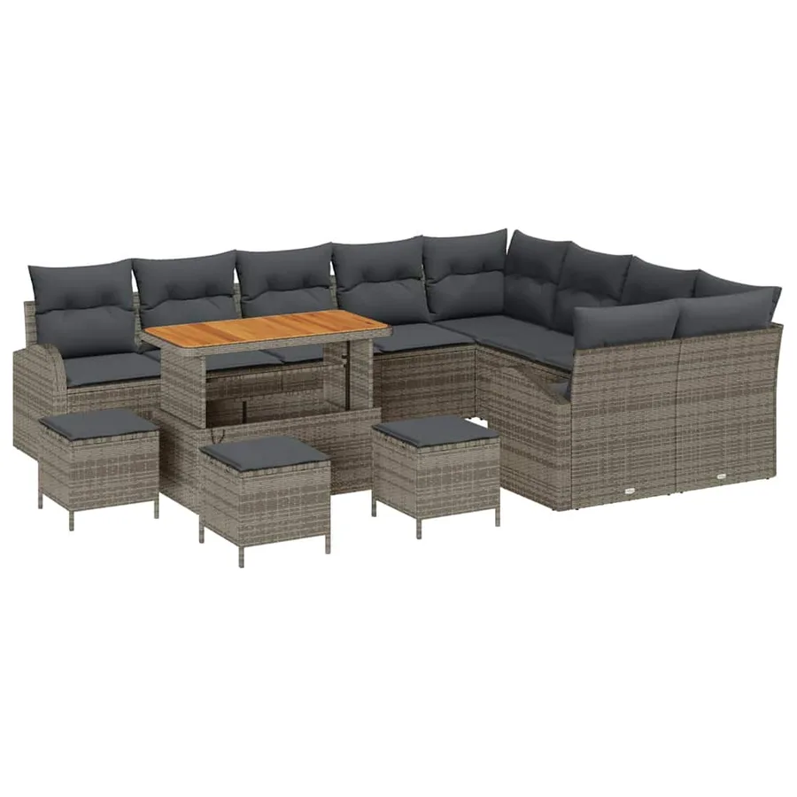 Ensemble de canapé de jardin avec coussin 13 pcs Gris - 2