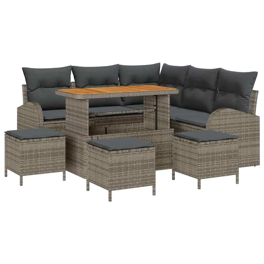 Ensemble de canapé de jardin avec coussin 9 pcs Gris - 2