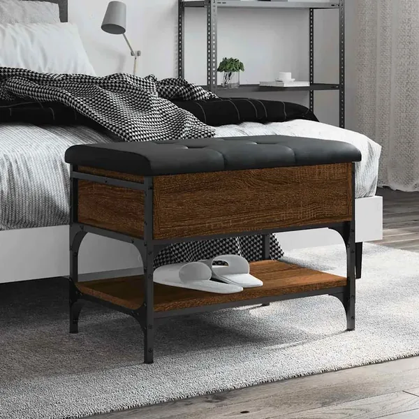 Banc à chaussures chêne marron 62x42x45 cm bois d'ingénierie