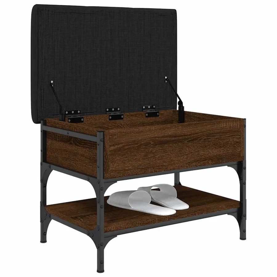 Banc à chaussures chêne marron 62x42x45 cm bois d'ingénierie - 4