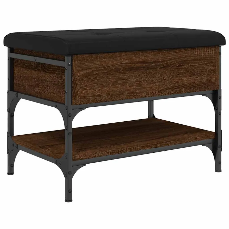 Banc à chaussures chêne marron 62x42x45 cm bois d'ingénierie - 8