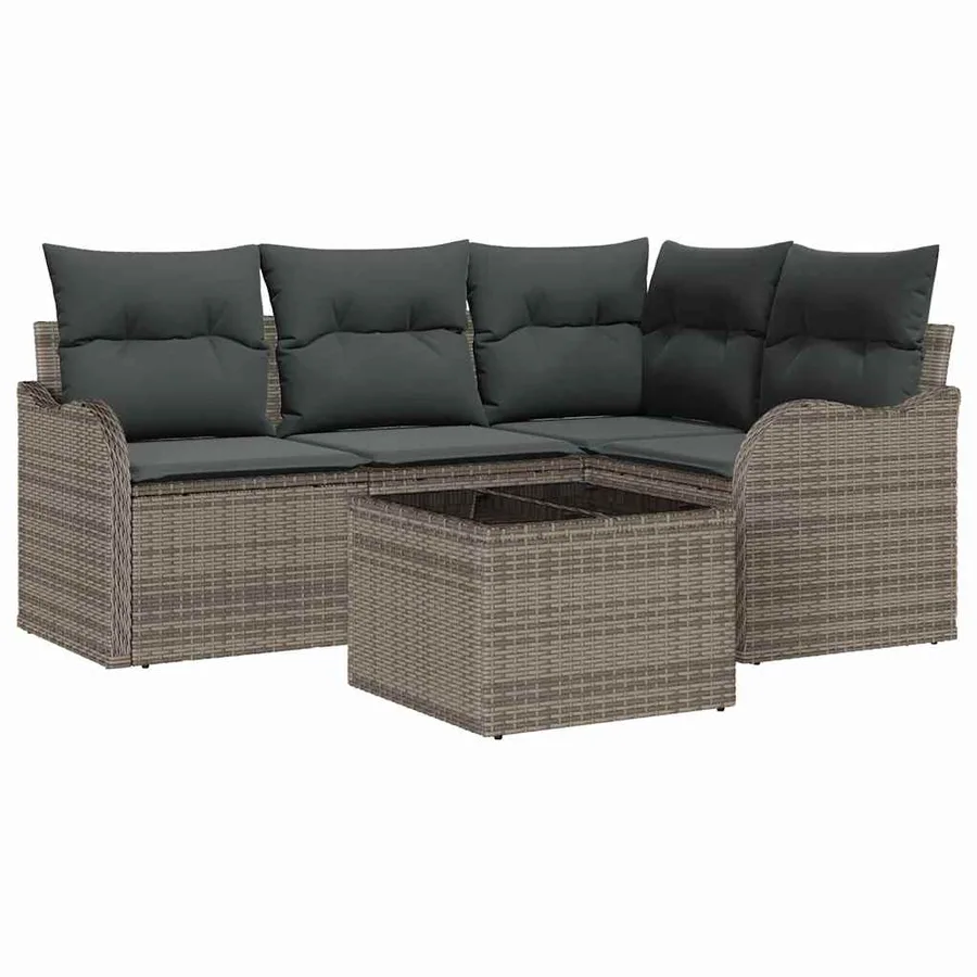 Ensemble de canapé de jardin avec stockage 5 pcs Noir polyrotin - 2