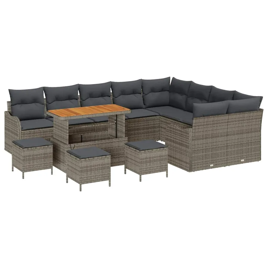 Ensemble de canapé de jardin avec coussin 13 pcs Gris - 2