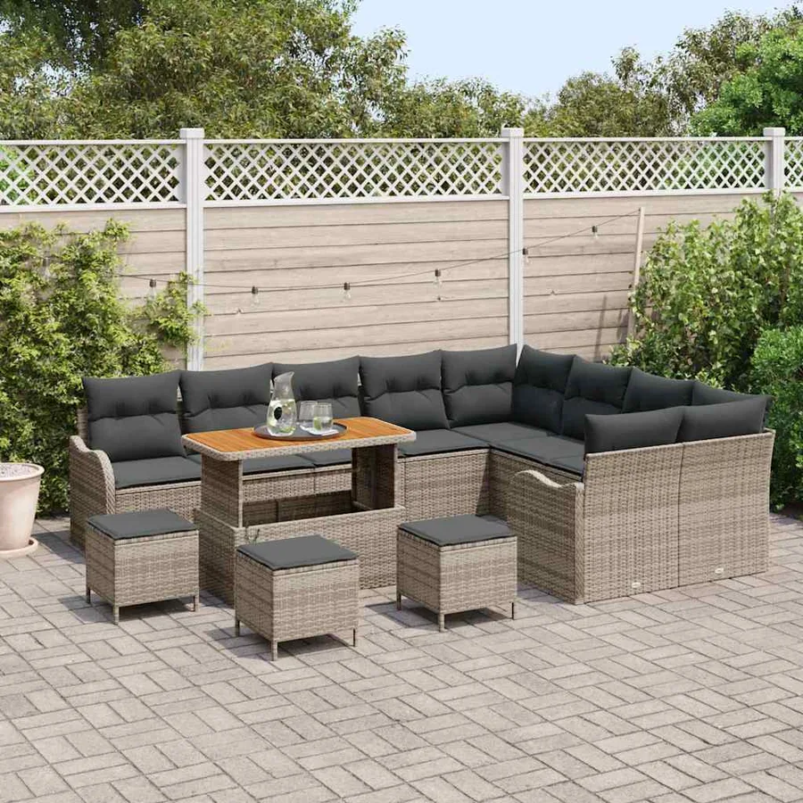 Ensemble de canapé de jardin avec coussin 13 pcs Gris - 3