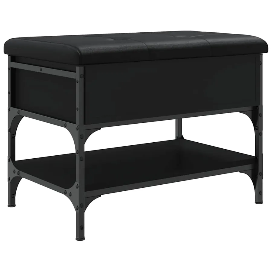 Banc à chaussures noir 62x42x45 cm bois d'ingénierie - 2