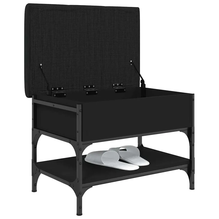 Banc à chaussures noir 62x42x45 cm bois d'ingénierie - 4