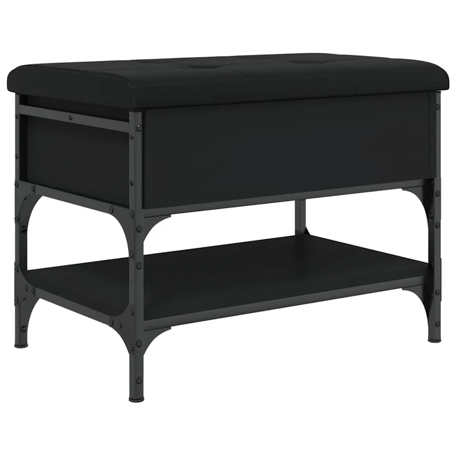 Banc à chaussures noir 62x42x45 cm bois d'ingénierie - 8
