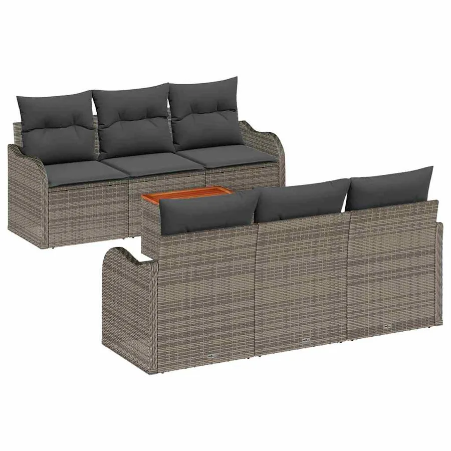 Ensemble de canapé de jardin avec stockage 7 pcs Gris polyrotin - 2