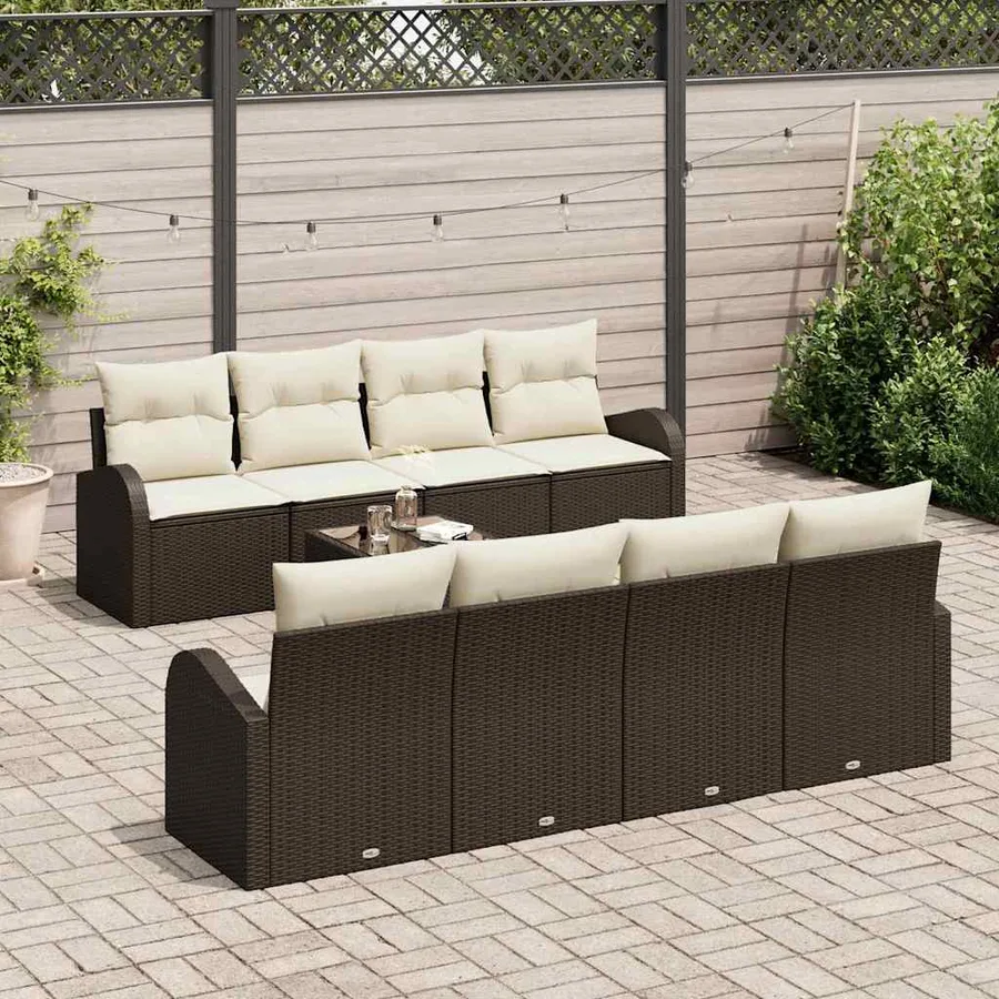 Ensemble de canapé de jardin Marron 55 x 55 x 37 cm polyrotin - 3