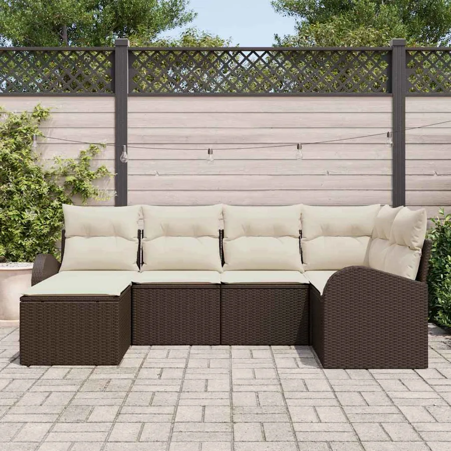 Ensemble de canapé de jardin Marron polyrotin - 3