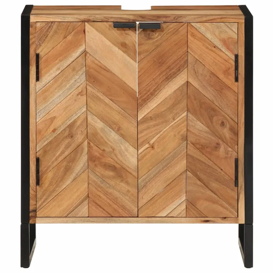 Armoire de salle de bain bois massif d'acacia et fer - 3