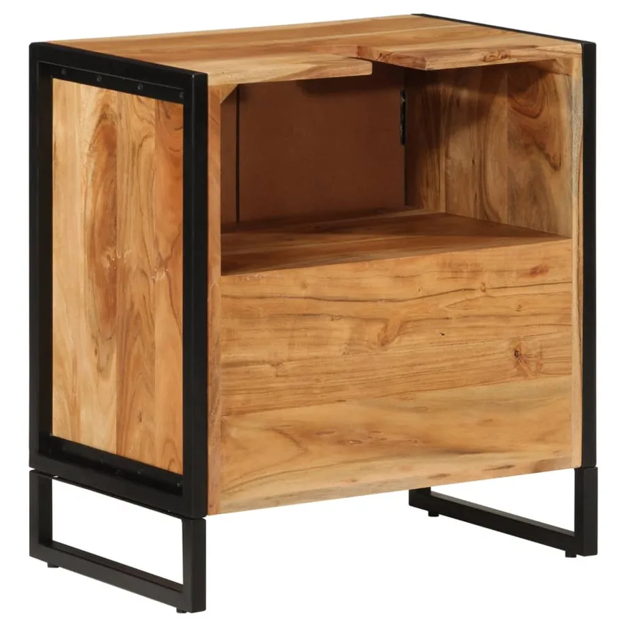 Armoire de salle de bain bois massif d'acacia et fer - 5