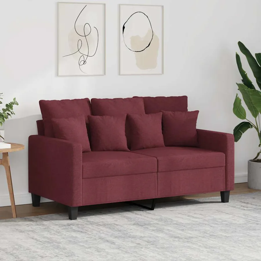 Canapé à 2 places Rouge bordeaux 120 cm Tissu