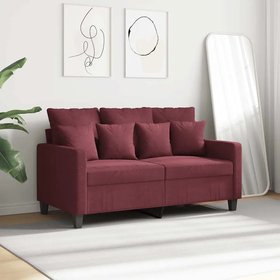 Canapé à 2 places Rouge bordeaux 120 cm Tissu - 3