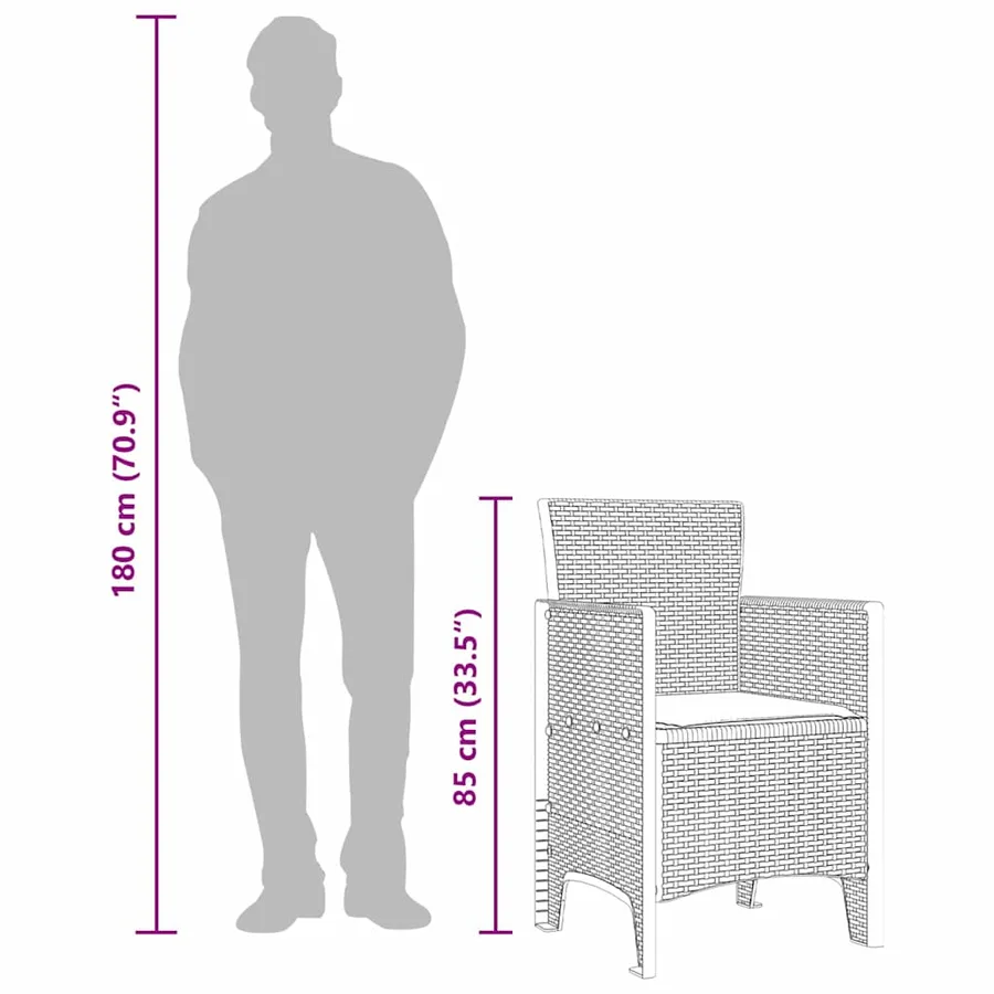 Chaise de jardin 2 pcs Gris clair 53 x 49 x 85 cm Polypropylène - 12