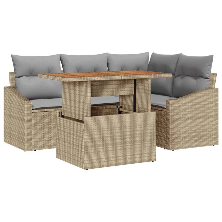 Ensemble de canapé de jardin 5 pc Beige et gris - 2
