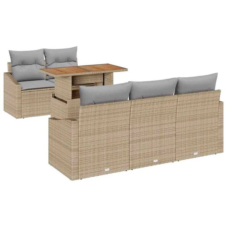Ensemble de canapé de jardin 6 pc Beige et gris - 2