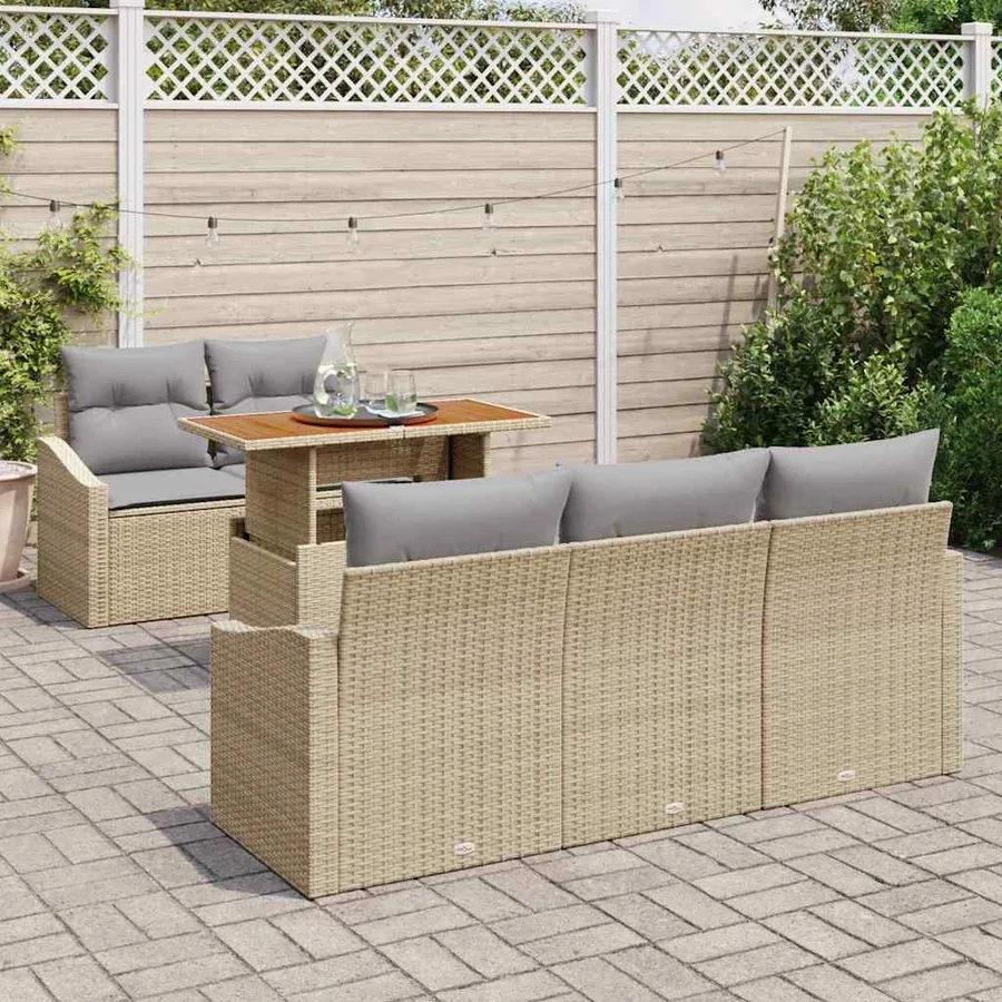 Ensemble de canapé de jardin 6 pc Beige et gris - 3