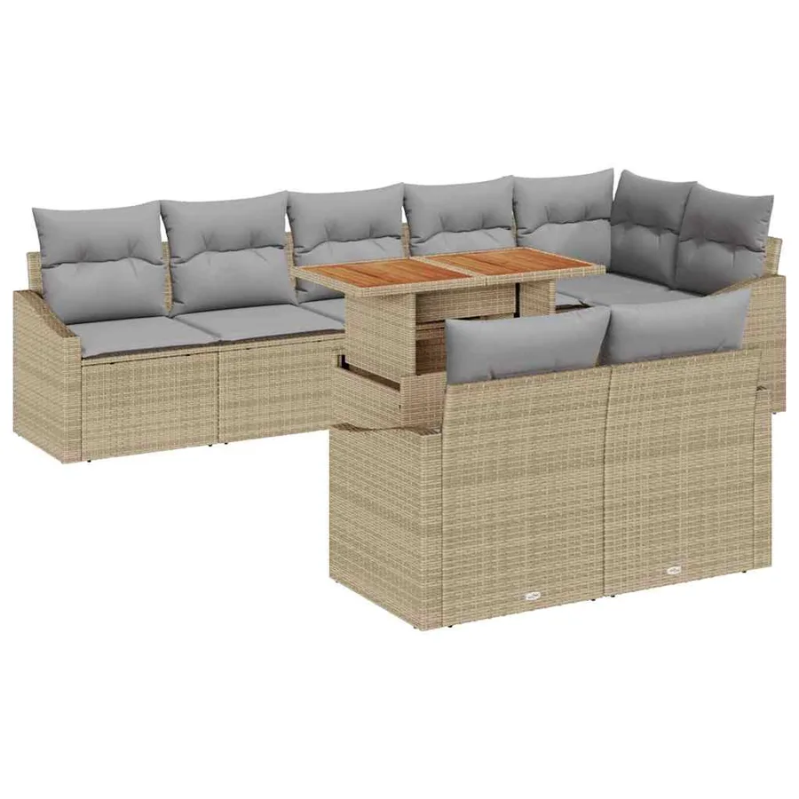 Ensemble de canapé de jardin avec coussin 9 pcs Beige et gris - 2
