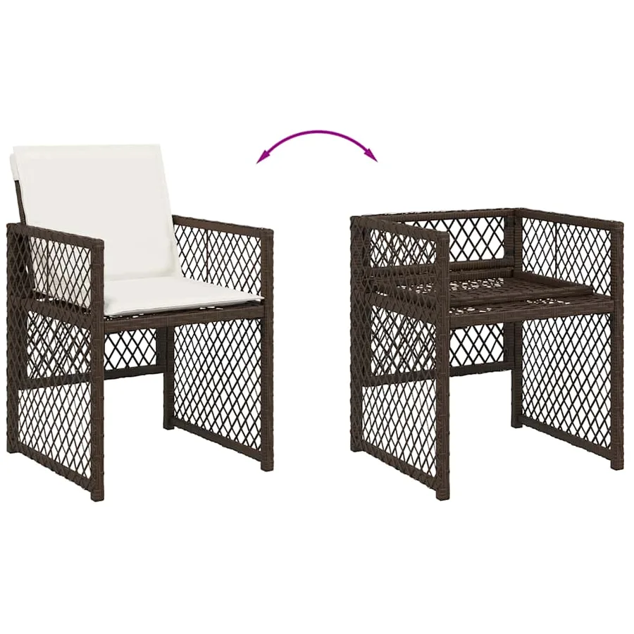 Ensemble à manger de jardin et coussins 9 pcs marron poly rotin - 5