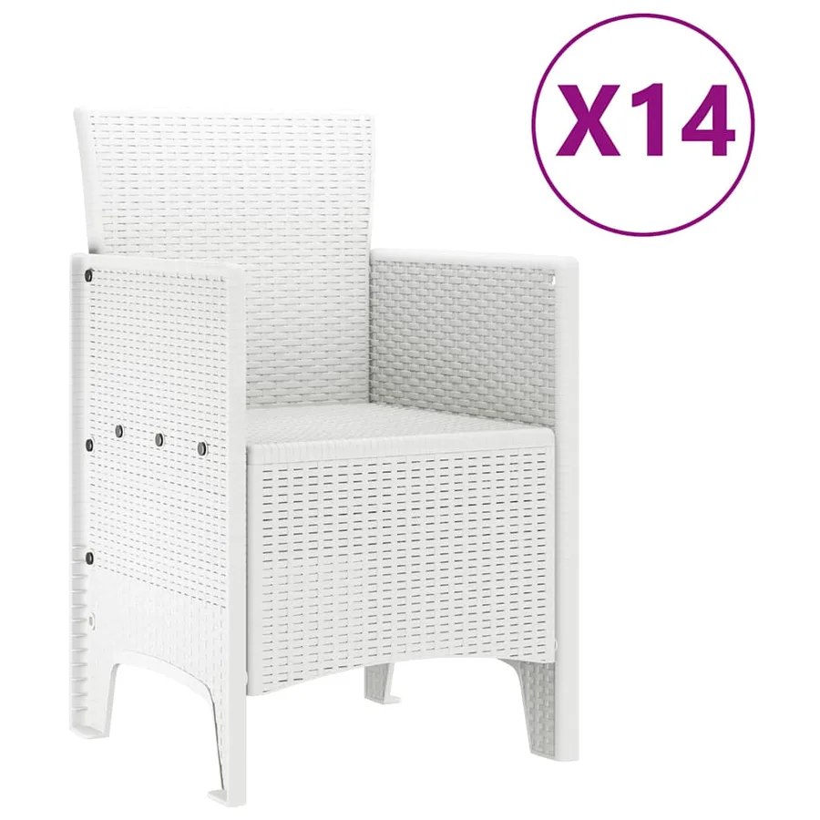 Ensemble de salle à manger pour jardin 15 pcs Blanc Rattan Polt - 5