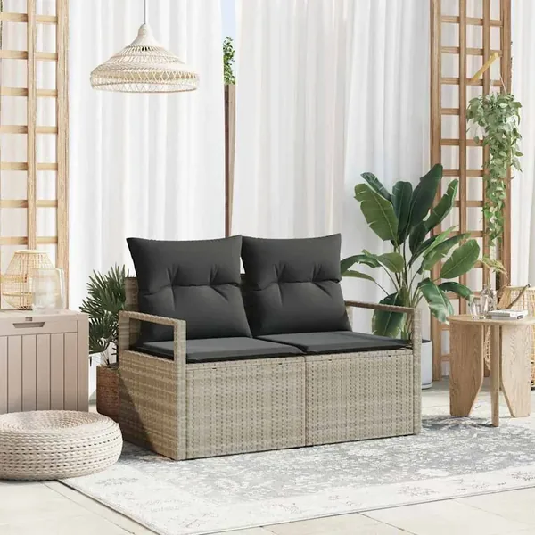 Canapé de jardin avec coussin 120 x 62 x 69 cm polyrotin
