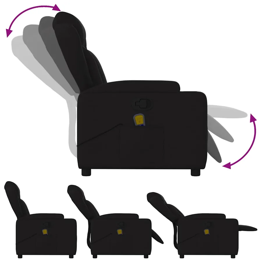 Fauteuil de massage inclinable Noir Tissu - 6
