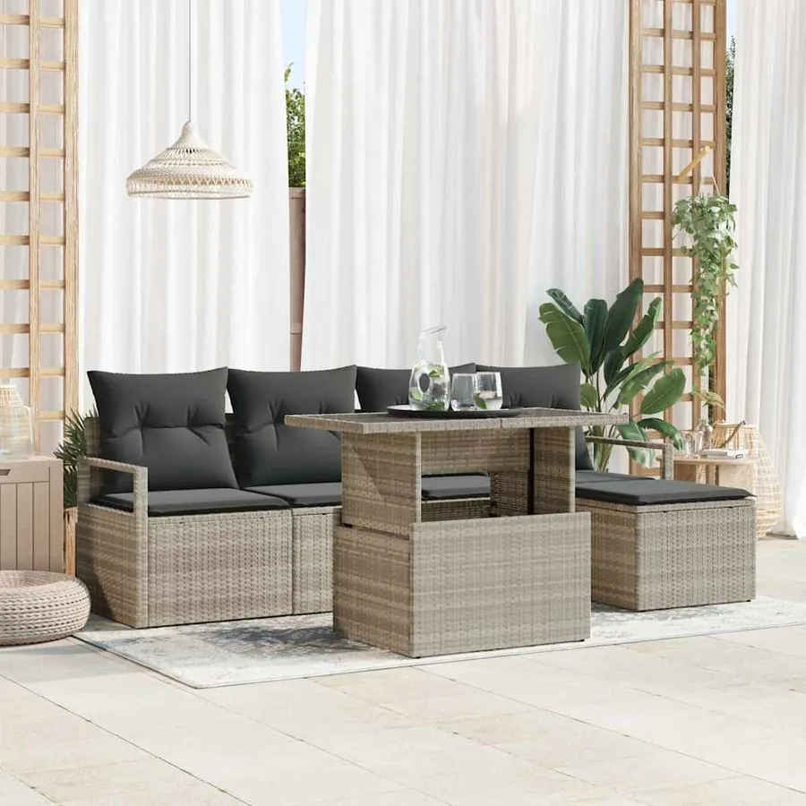 Ensemble de canapé de jardin avec coussin 6 pcs Gris clair