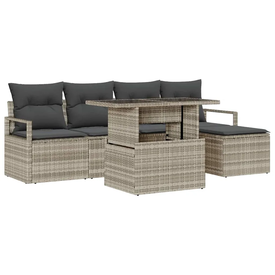 Ensemble de canapé de jardin avec coussin 6 pcs Gris clair - 2