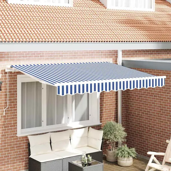 Toile de rechange pour auvent Bleu et Blanc 3,5 x 2 m Polyester