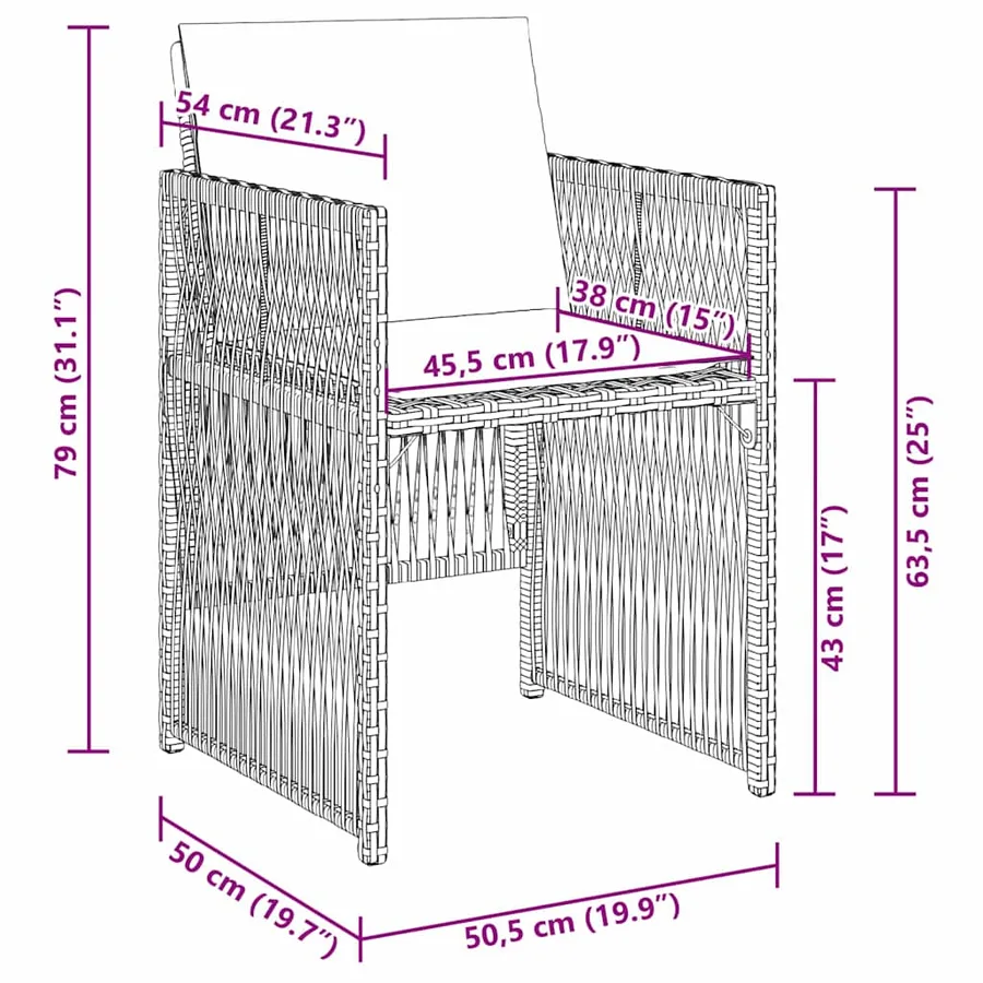 Ensemble de salle à manger pour jardin 9 pcs Marron - 8