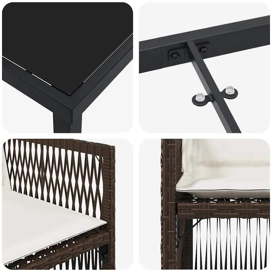 Ensemble de salle à manger pour jardin 9 pcs Marron - 9