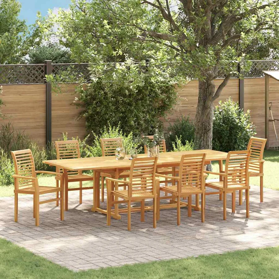 Ensemble de salle à manger pour jardin 9 pcs Marron