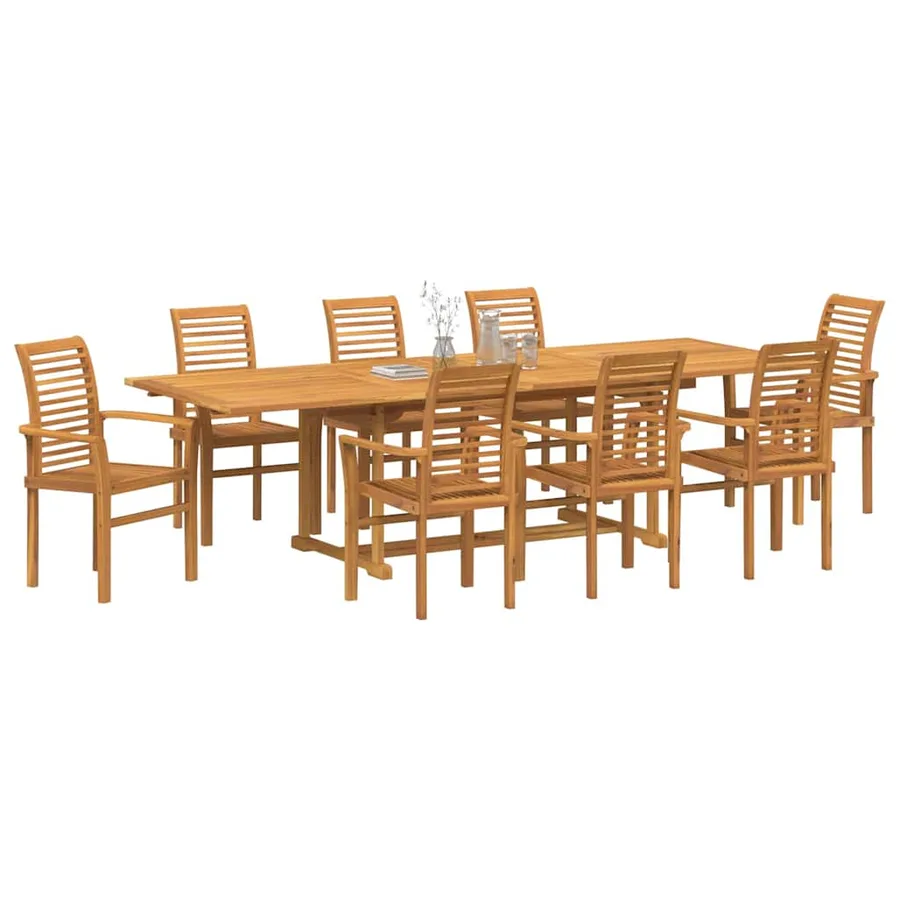 Ensemble de salle à manger pour jardin 9 pcs Marron - 3