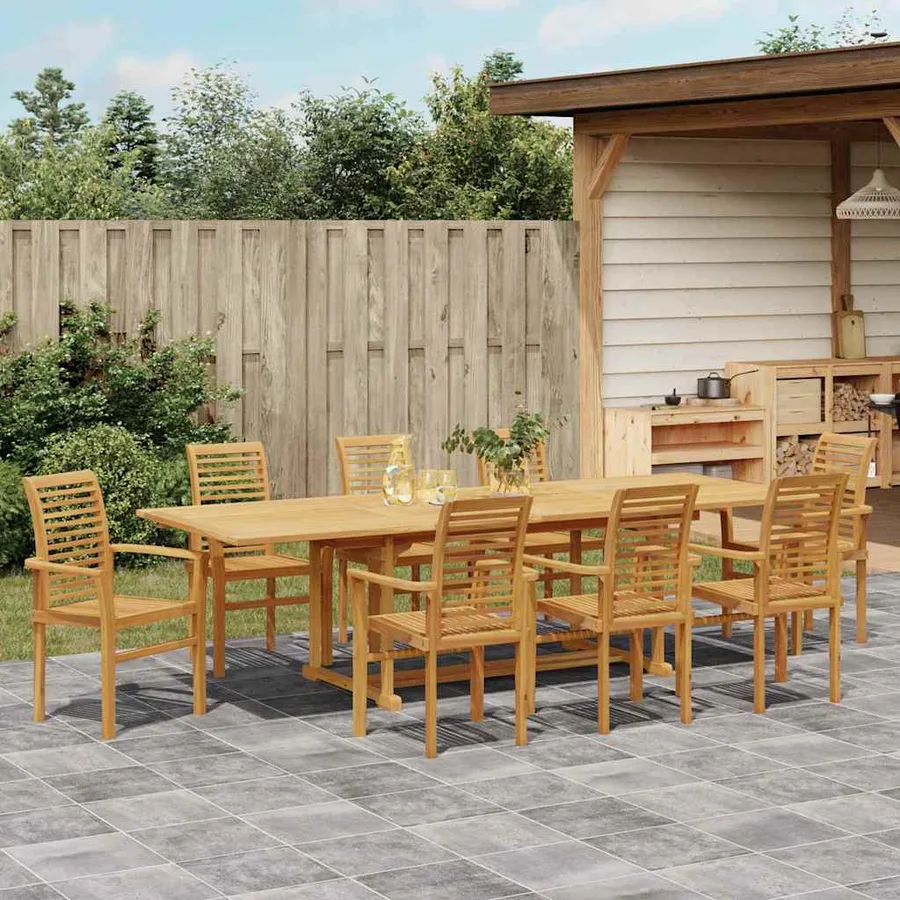Ensemble de salle à manger pour jardin 9 pcs Marron - 4