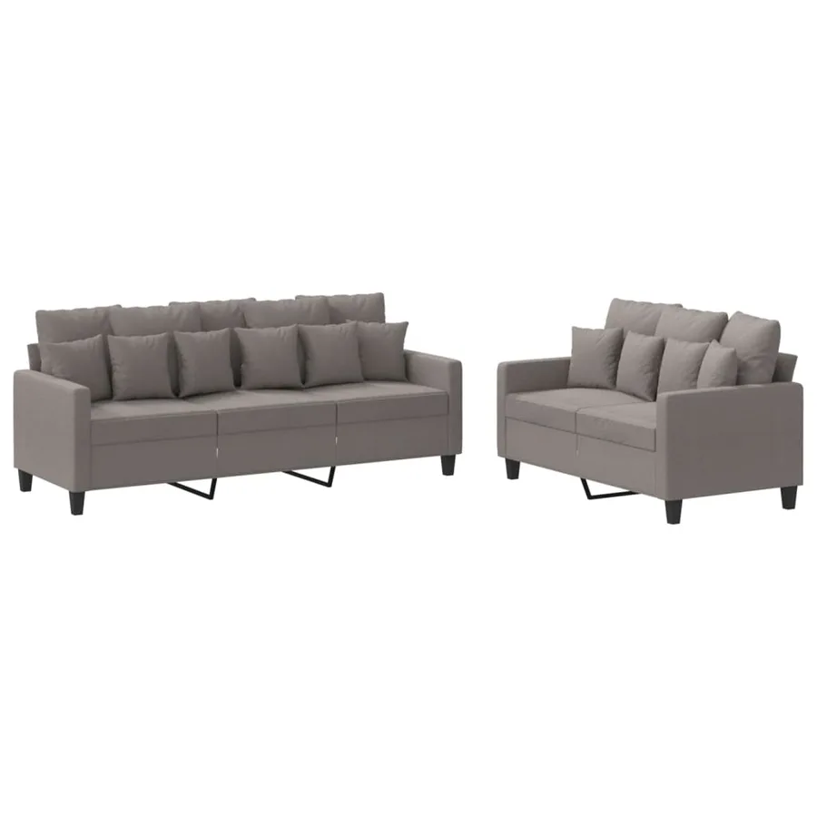 Ensemble de canapés 2 pcs avec coussins Taupe Tissu - 2
