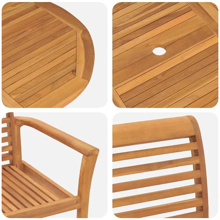 Ensemble de salle à manger pour jardin 5 pcs Marron - 9