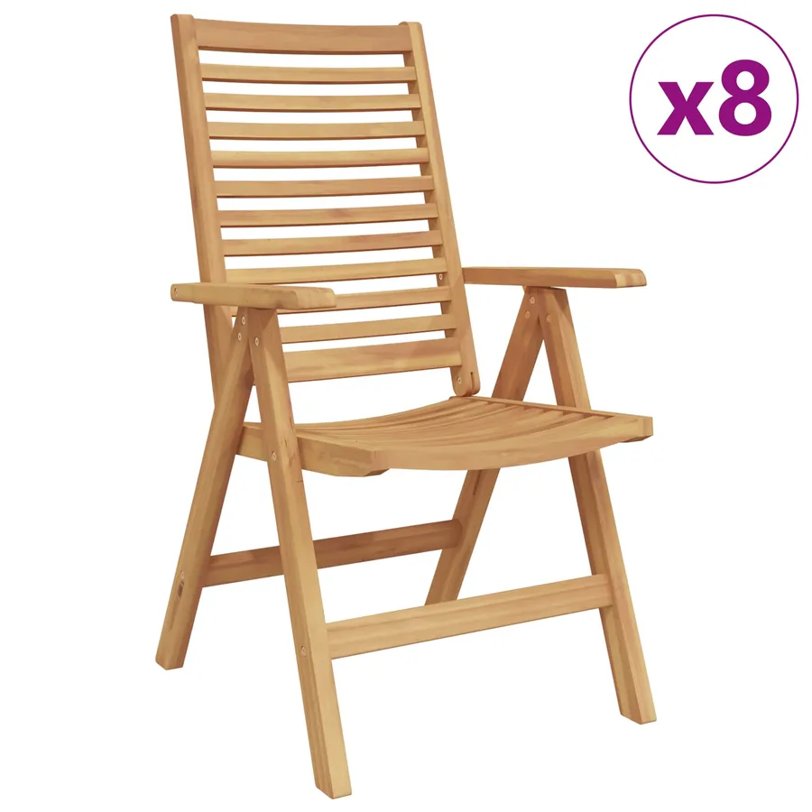 Chaise 8 pcs Marron 64,5 x 52 x 108 cm Bois de teck massif - 2