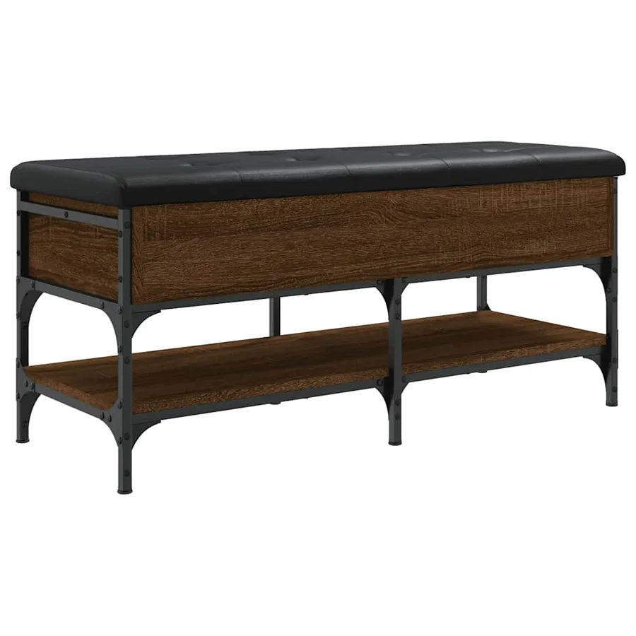 Banc à chaussures chêne marron 102x42x45 cm bois d'ingénierie - 2