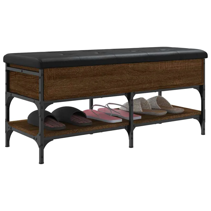 Banc à chaussures chêne marron 102x42x45 cm bois d'ingénierie - 5