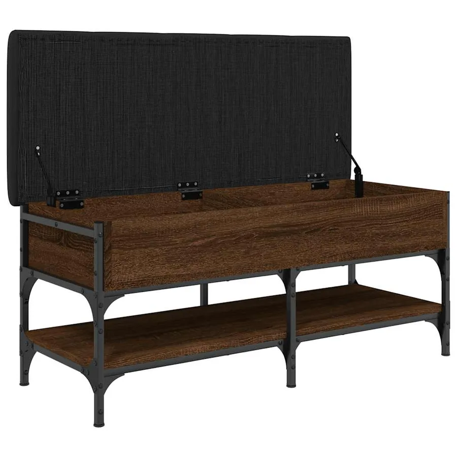 Banc à chaussures chêne marron 102x42x45 cm bois d'ingénierie - 6