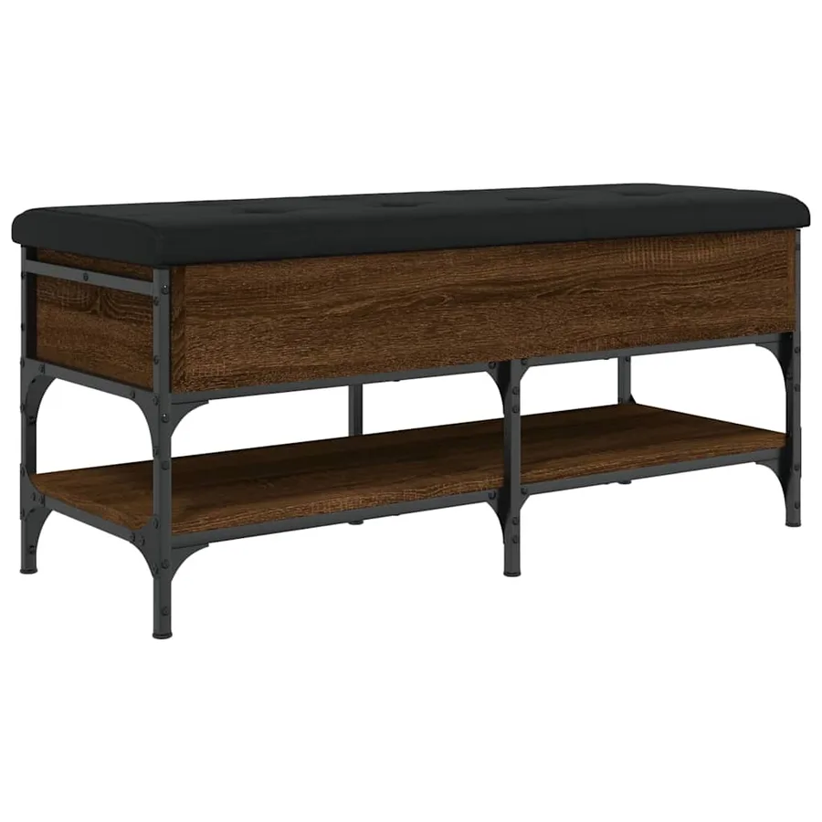 Banc à chaussures chêne marron 102x42x45 cm bois d'ingénierie - 9