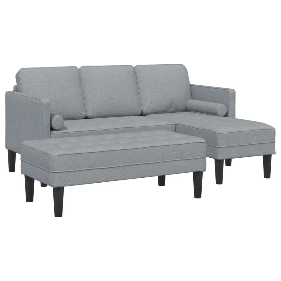 Ensemble de Canapés avec coussin 2 pcs Gris clair Polyester - 2