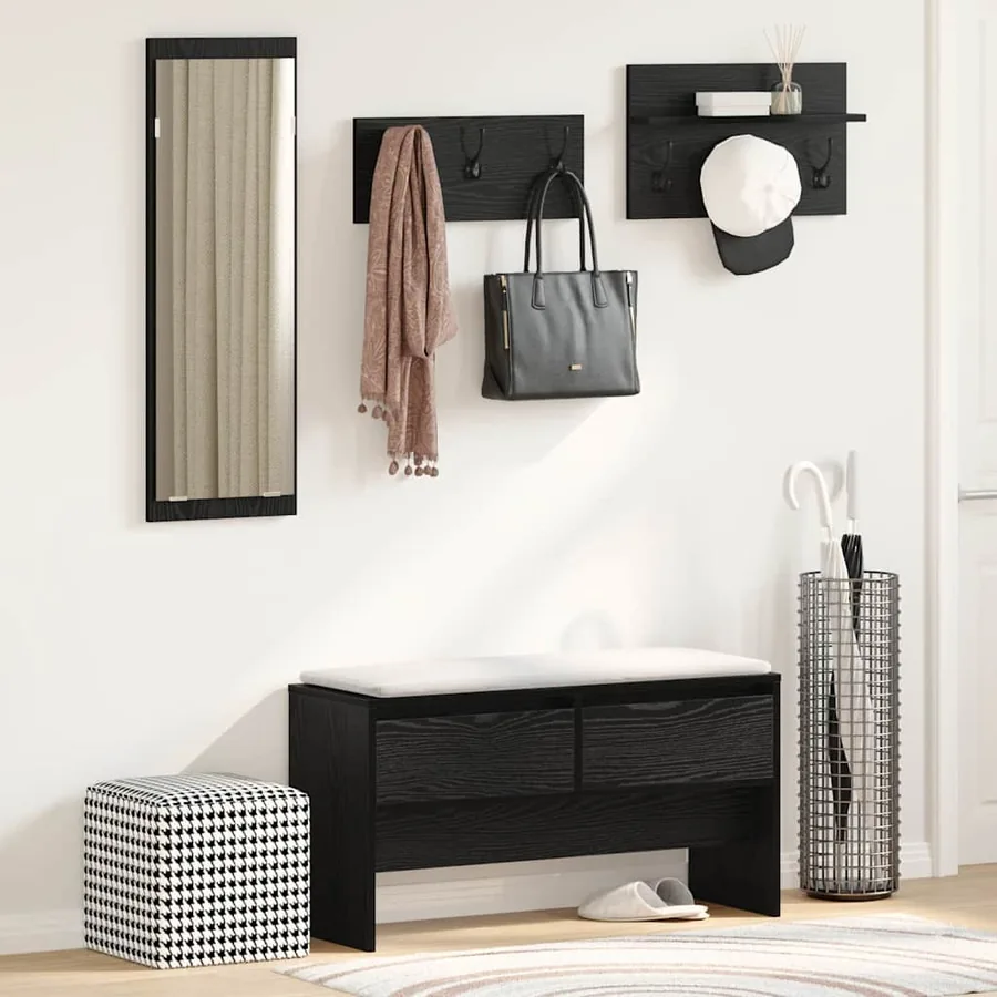 Ensemble de meubles d'entrée 4 pcs Chêne noir Bois d'ingénierie