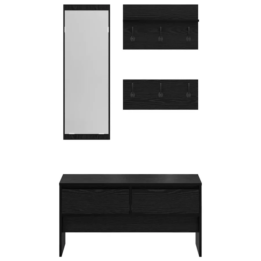 Ensemble de meubles d'entrée 4 pcs Chêne noir Bois d'ingénierie - 10