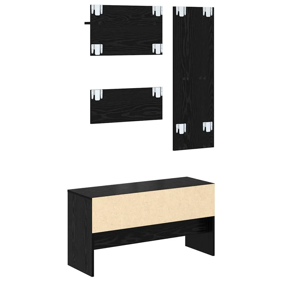 Ensemble de meubles d'entrée 4 pcs Chêne noir Bois d'ingénierie - 12