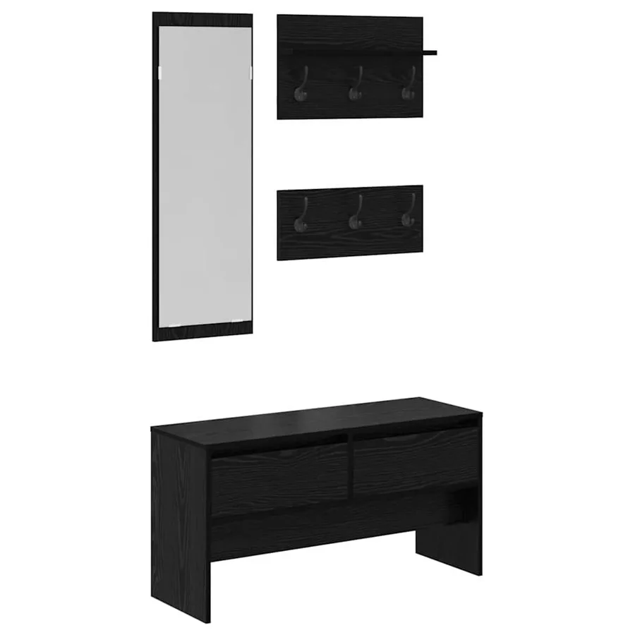 Ensemble de meubles d'entrée 4 pcs Chêne noir Bois d'ingénierie - 2