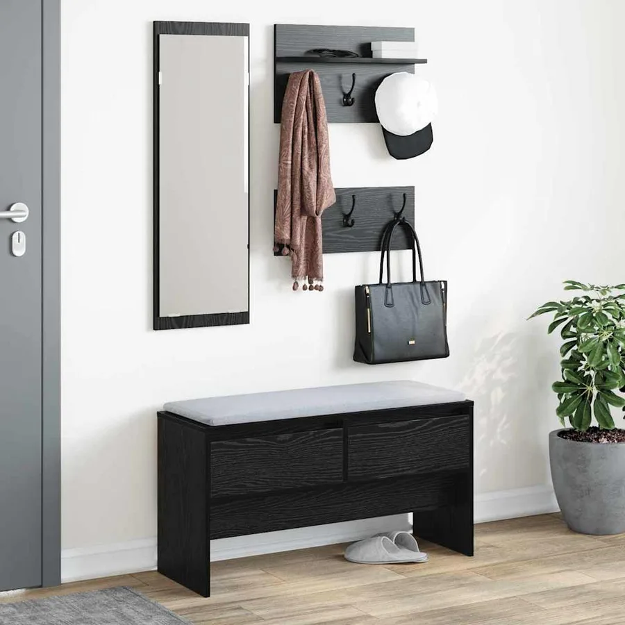 Ensemble de meubles d'entrée 4 pcs Chêne noir Bois d'ingénierie - 4