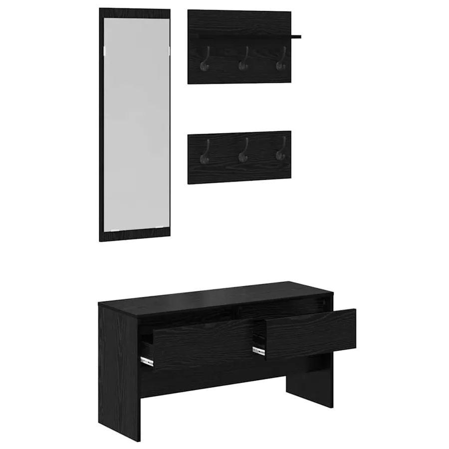 Ensemble de meubles d'entrée 4 pcs Chêne noir Bois d'ingénierie - 5