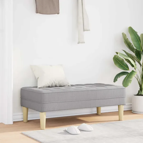 banc avec coussin Gris nuage 113 x 57 x 39 cm tissu